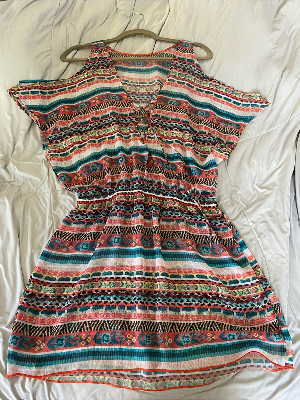 Women’s Multicolor Cold-Shoulder Swim Coverup